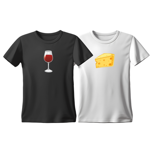 Matchy T-Shirts Wine - Cheese